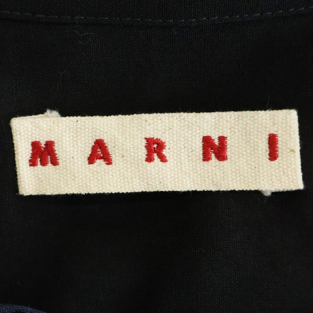 MARNI(マルニ) 24SS Tropical Wool Stitched Long Sleeved Shirt トロピカルウール ステッチ長袖シャツ ネイビー CUMU0278QS