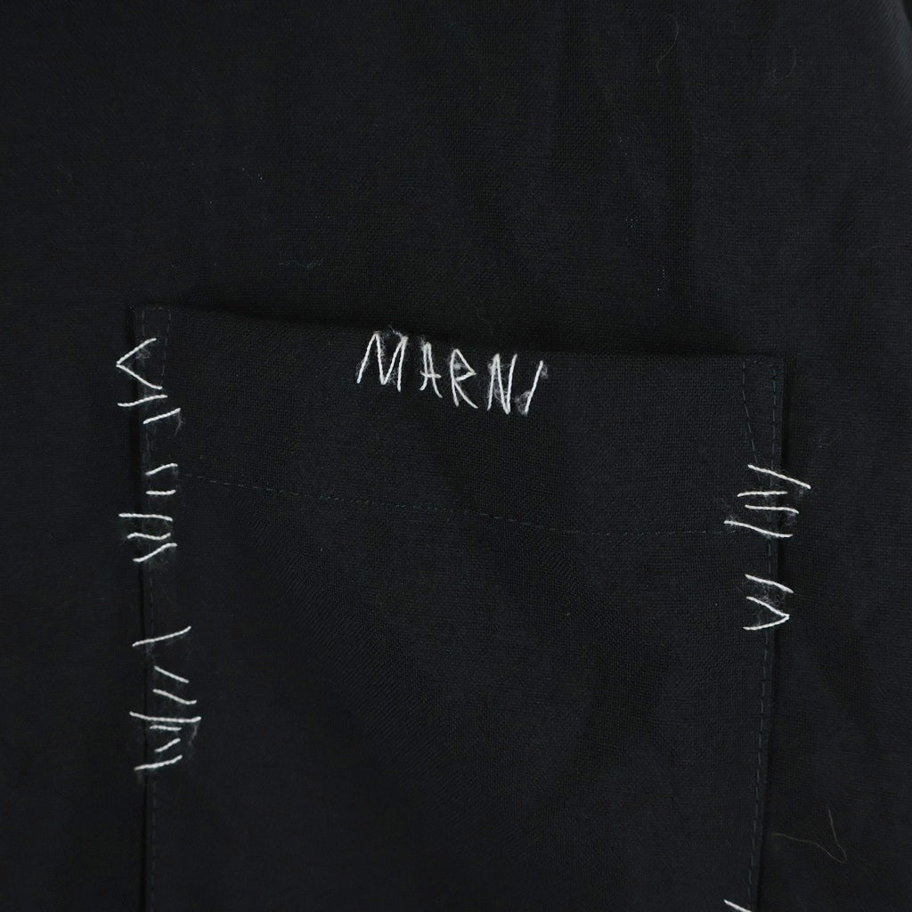 MARNI(マルニ) 25AW Tropical Wool Marni Mending Logo Bowling Shirt ロピカルウール マルニメンディングロゴ ボーリング半袖シャツ ブラック CUMU0054S1 TW839