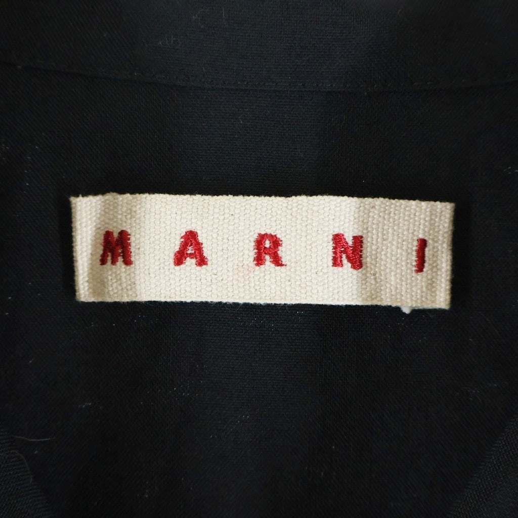 MARNI(マルニ) 25AW Tropical Wool Marni Mending Logo Bowling Shirt ロピカルウール マルニメンディングロゴ ボーリング半袖シャツ ブラック CUMU0054S1 TW839