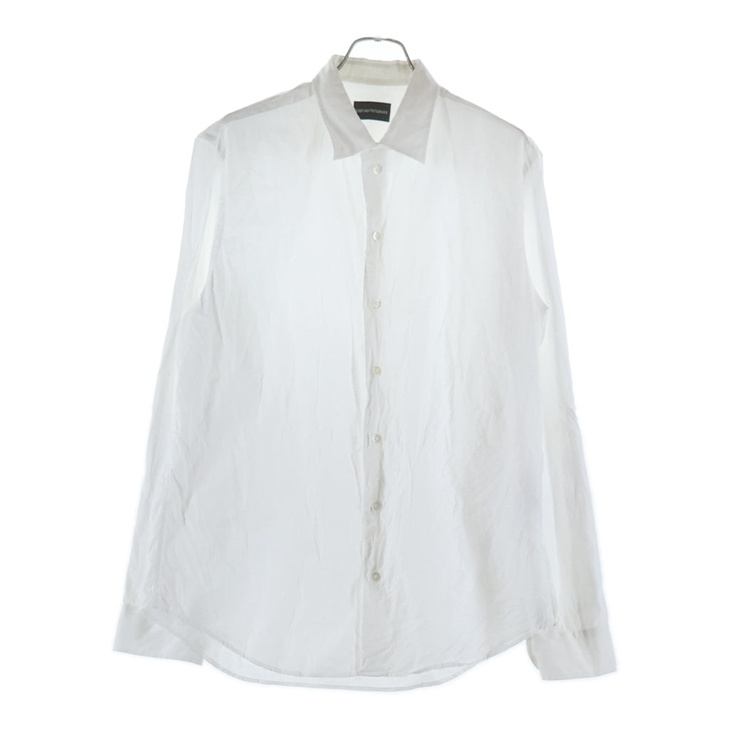 ARMANI(アルマーニ) リネンキャンバス ストライプ長袖シャツ ホワイト EM000099