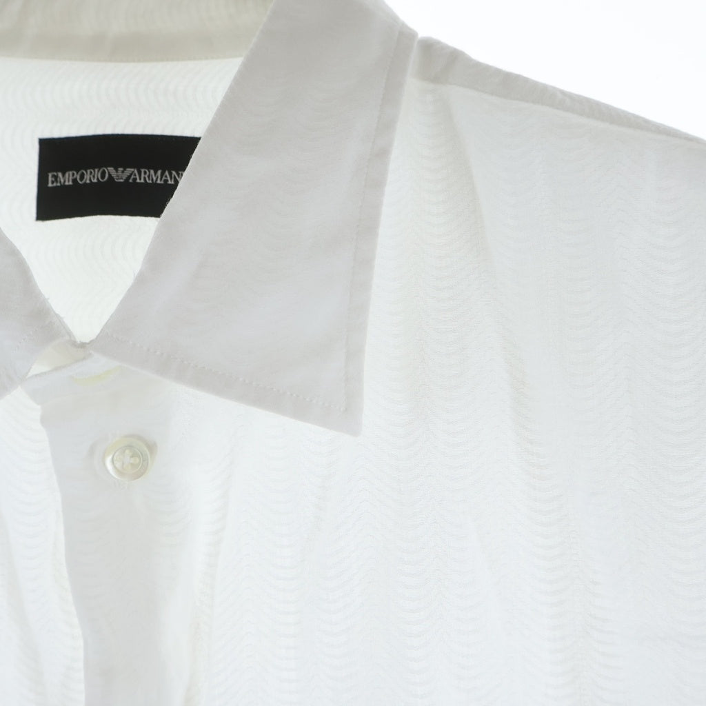 ARMANI(アルマーニ) リネンキャンバス ストライプ長袖シャツ ホワイト EM000099