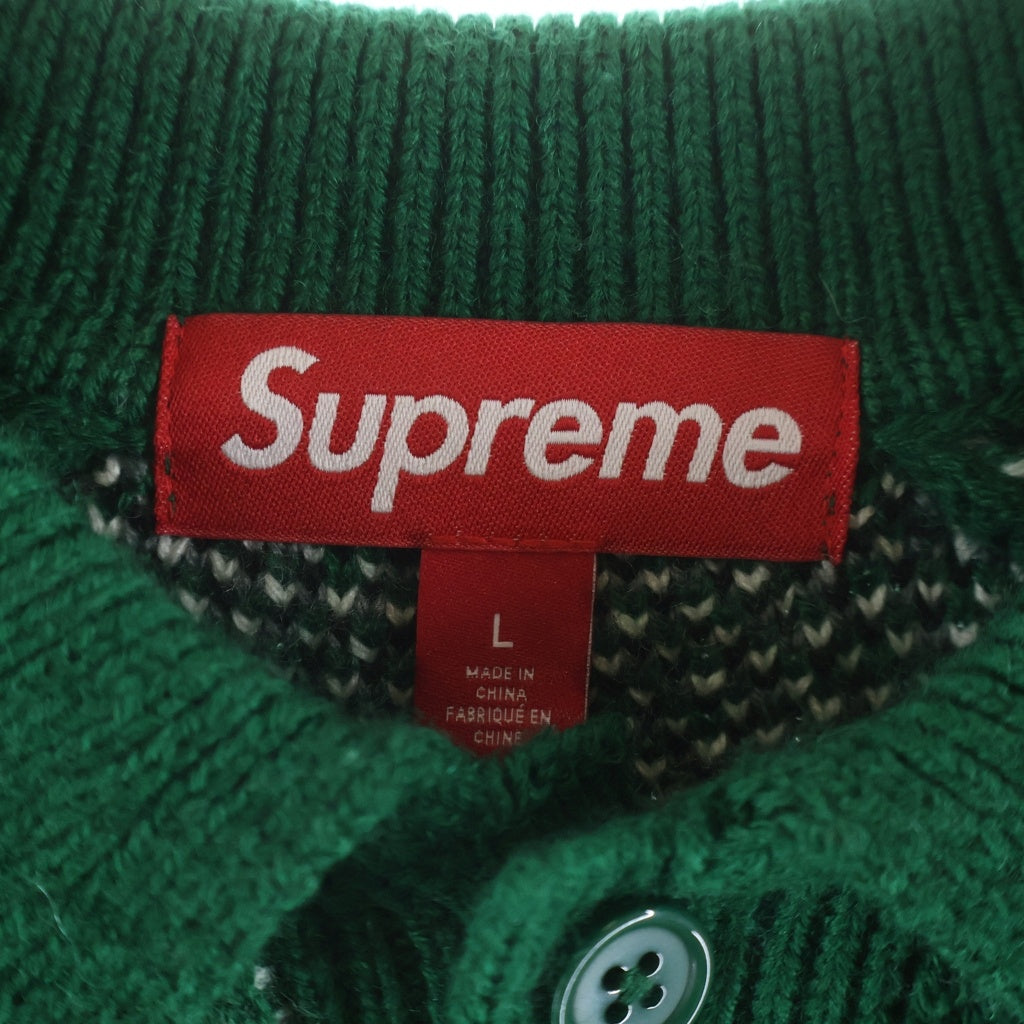 SUPREME(シュプリーム) 25AW Small Box Polo Sweater スモールボックスロゴ カモ柄 ポロスウェット ニット セーター グリーン