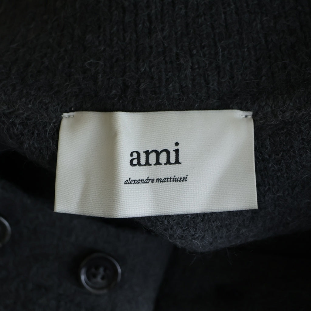 ami paris(アミパリス) ハート刺繍 ニットポロ セーター グレー UPL325