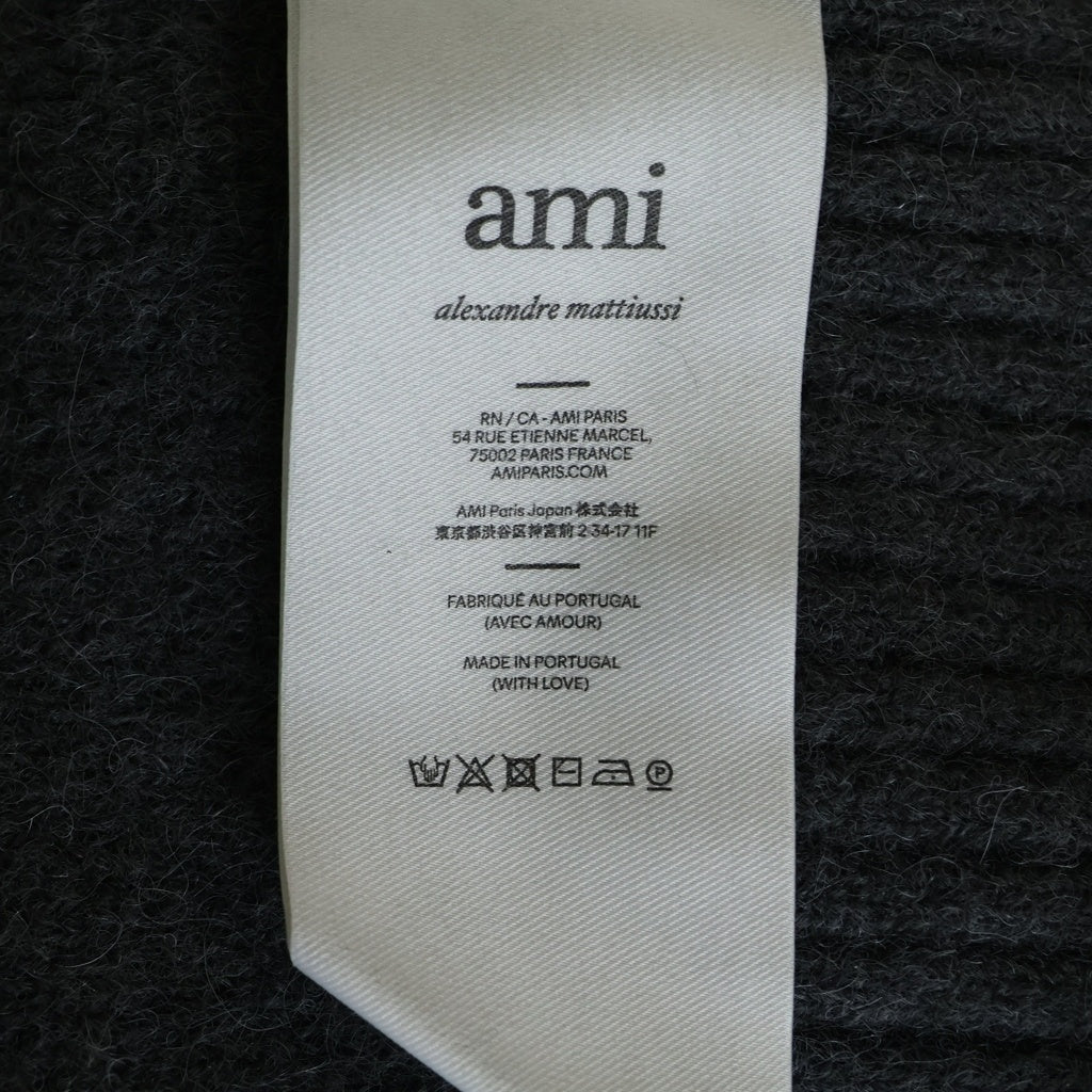 ami paris(アミパリス) ハート刺繍 ニットポロ セーター グレー UPL325