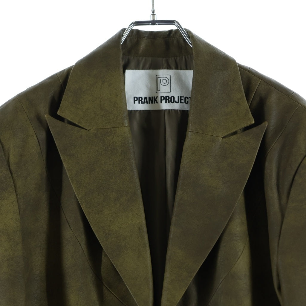PRANK PROJECT(プランクプロジェクト) Pierced Eco Leather Jacket ピアッシング エコレザージャケット カーキ 31242115402