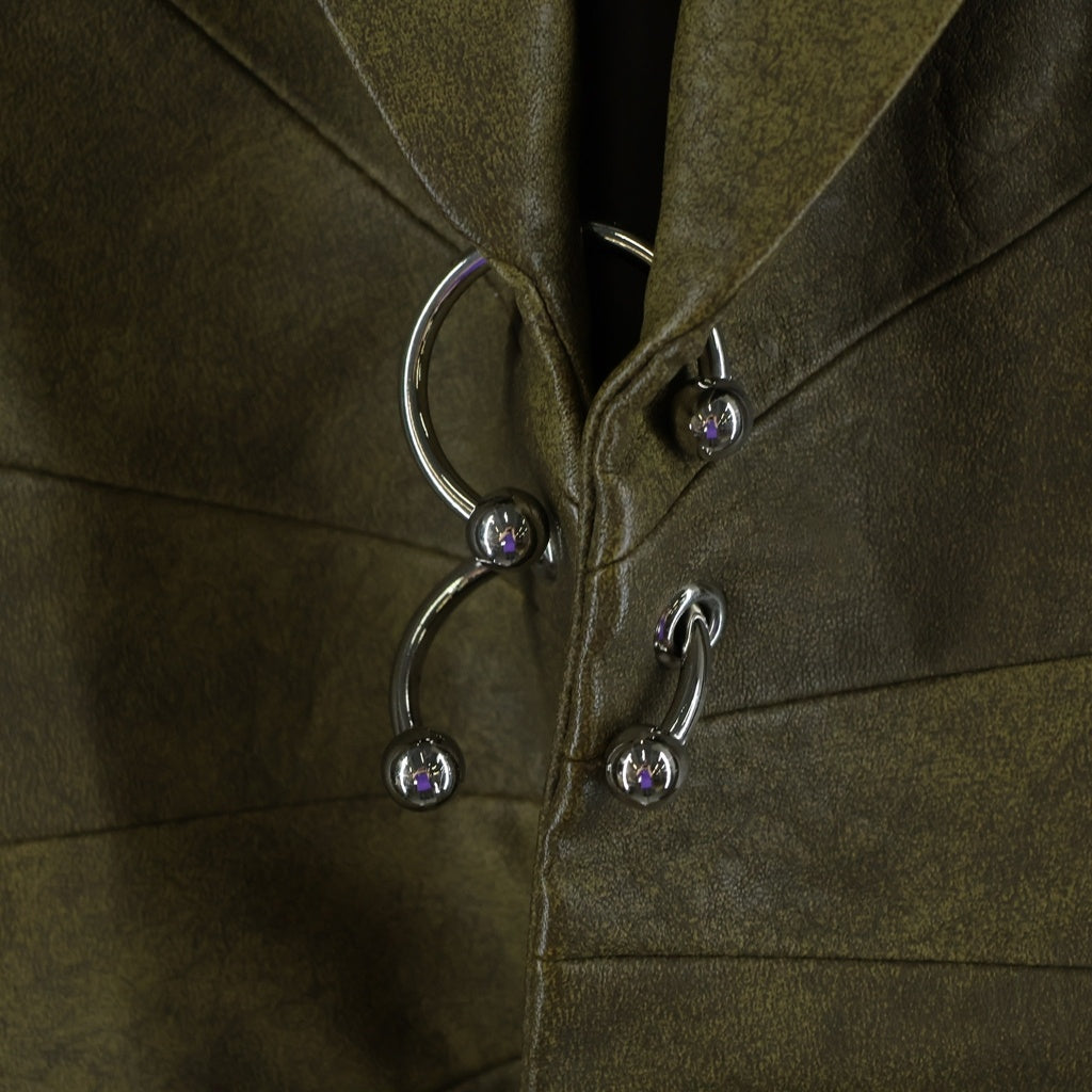 PRANK PROJECT(プランクプロジェクト) Pierced Eco Leather Jacket ピアッシング エコレザージャケット カーキ 31242115402