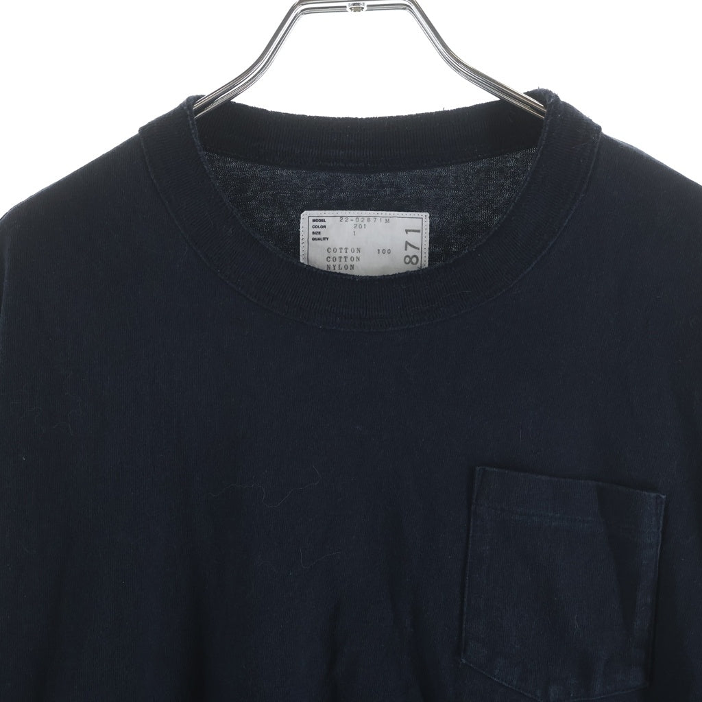 Sacai(サカイ) ナイロン切り替え長袖Tシャツ ネイビー/カーキ 22-02871M