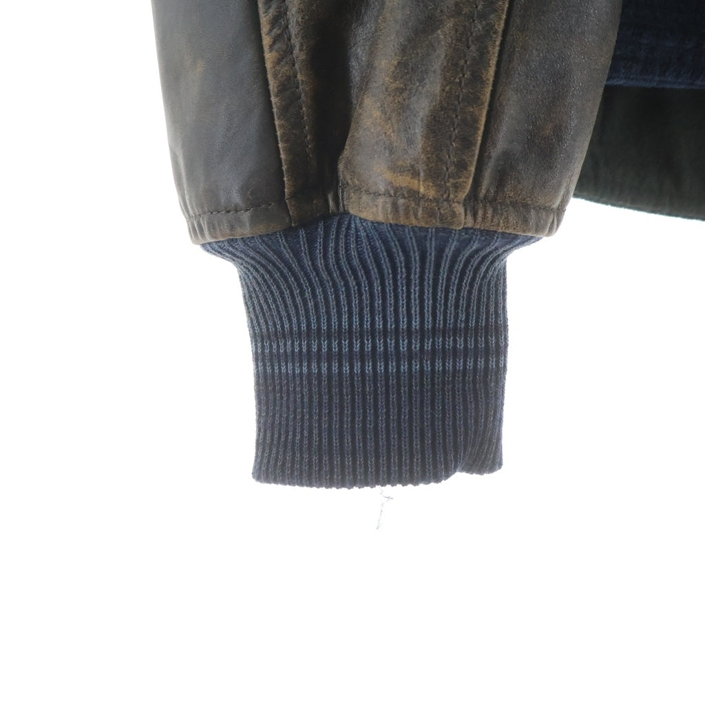 RRL(ダブルアールエル) 袖レザー切り替え コーデュロイジャケット アウター ネイビー/ブラウン
