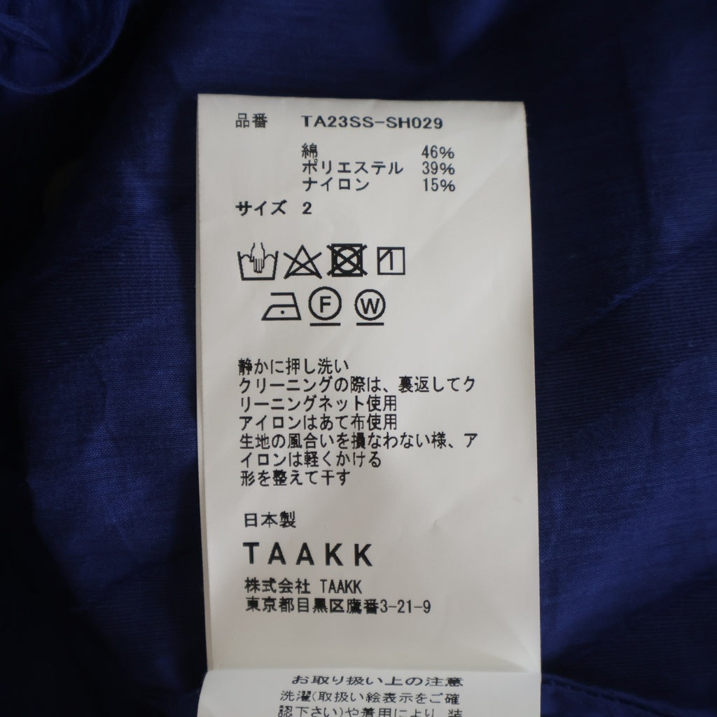TAAKK(ターク) 23SS FRINGE OPEN COLLAR SHIRTS フリンジ オープンカラー 半袖シャツ ブルー TA23SS-SH029