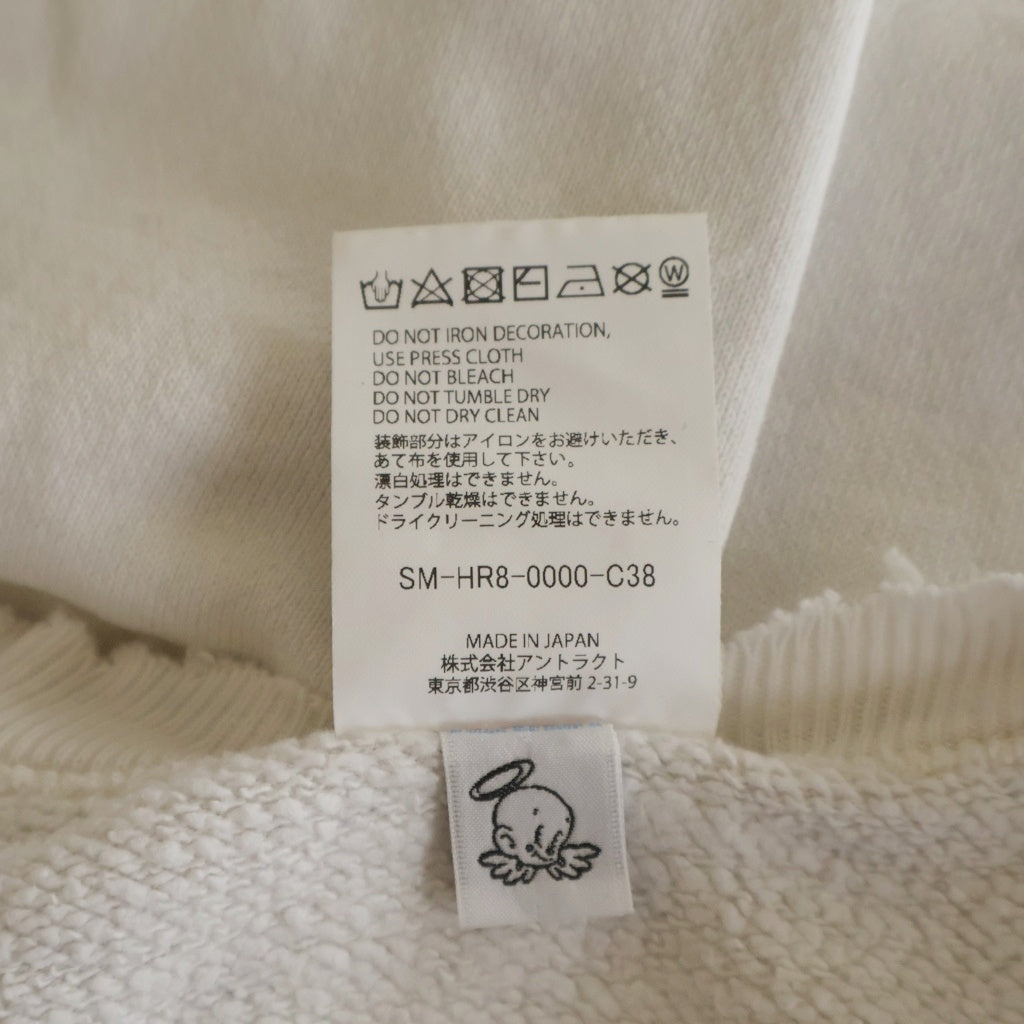 SAINT MICHAEL(セントマイケル) 25SS × BerBerjin BJ CREW NECK SWEAT ベルベルジン フロント染み込みプリント ダメージ加工 クルーネックスウェット ホワイト SM-HR8-0000-C38