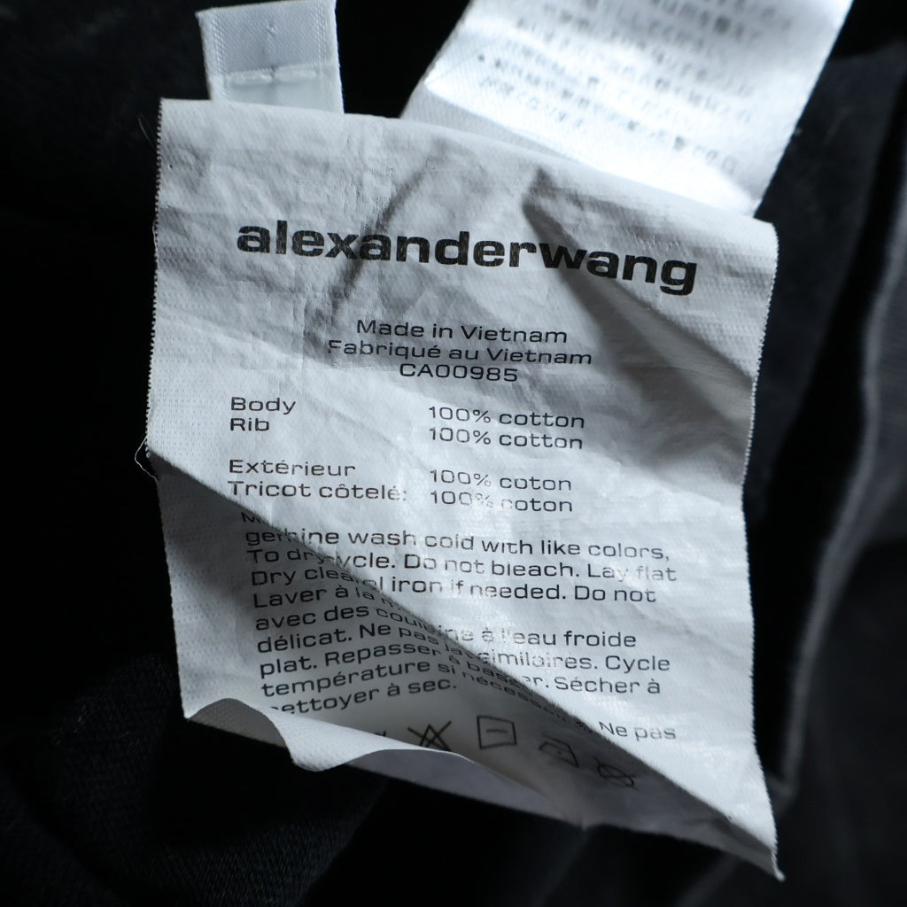 ALEXANDER WANG(アレキサンダーワン) ウォッシュ加工 ラメロゴ刺繍 長袖Tシャツ ロンT カットソー グレー