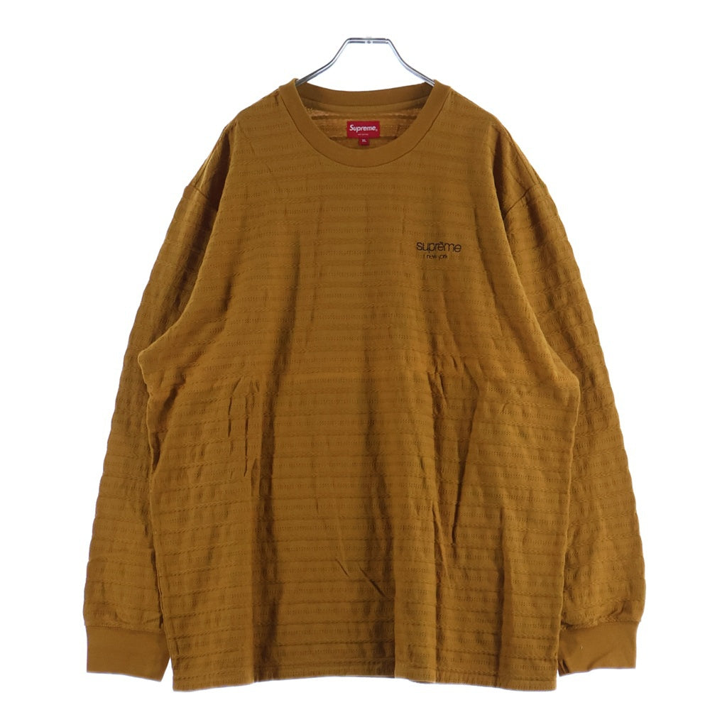 SUPREME(シュプリーム) 18AW Rope Stripe L/S Tee ロープストライプ ロゴデザイン クルーネック カットソー 長袖Tシャツ ブラウン