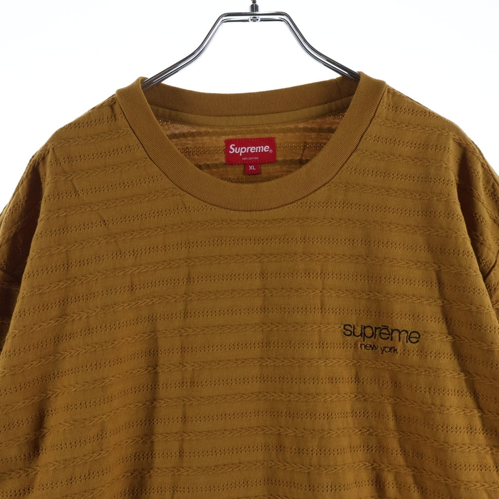 SUPREME(シュプリーム) 18AW Rope Stripe L/S Tee ロープストライプ ロゴデザイン クルーネック カットソー 長袖Tシャツ ブラウン