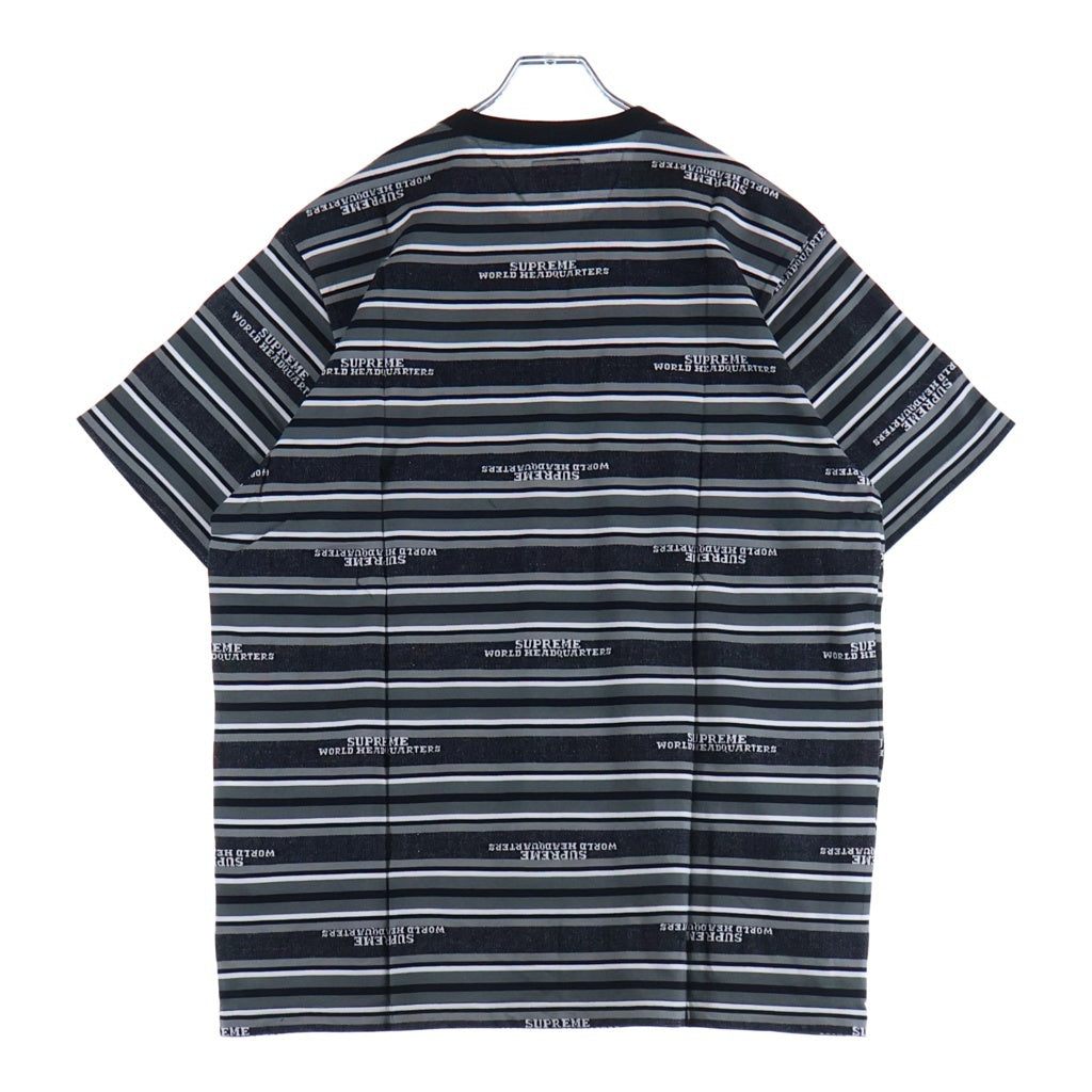 SUPREME(シュプリーム) 18AW HQ Stripe S/S Tee ロゴデザイン ストライプ クルーネック カットソー 半袖Tシャツ ブラック