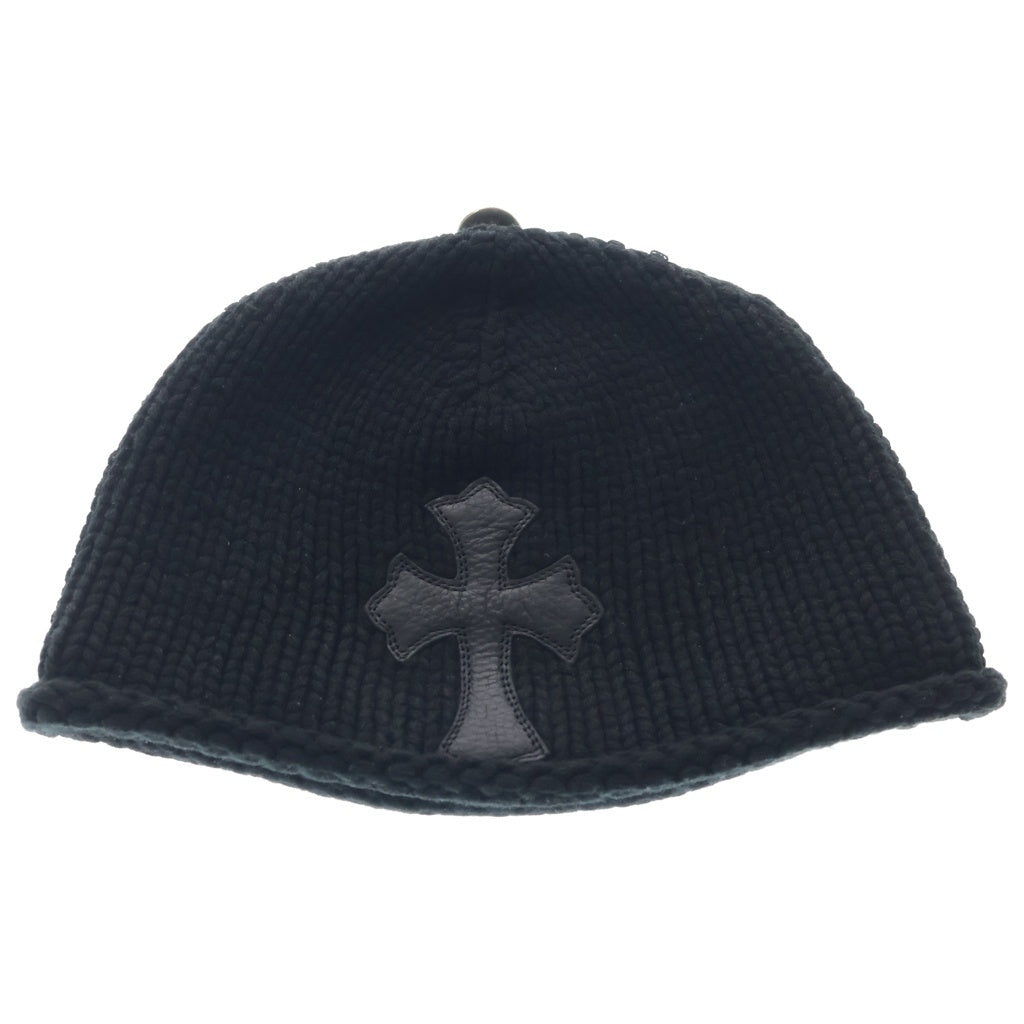 CHROME HEARTS(クロムハーツ) BEANIE CASH CROSS PATCH クロス パッチ付き カシミヤ ビーニー ブラック