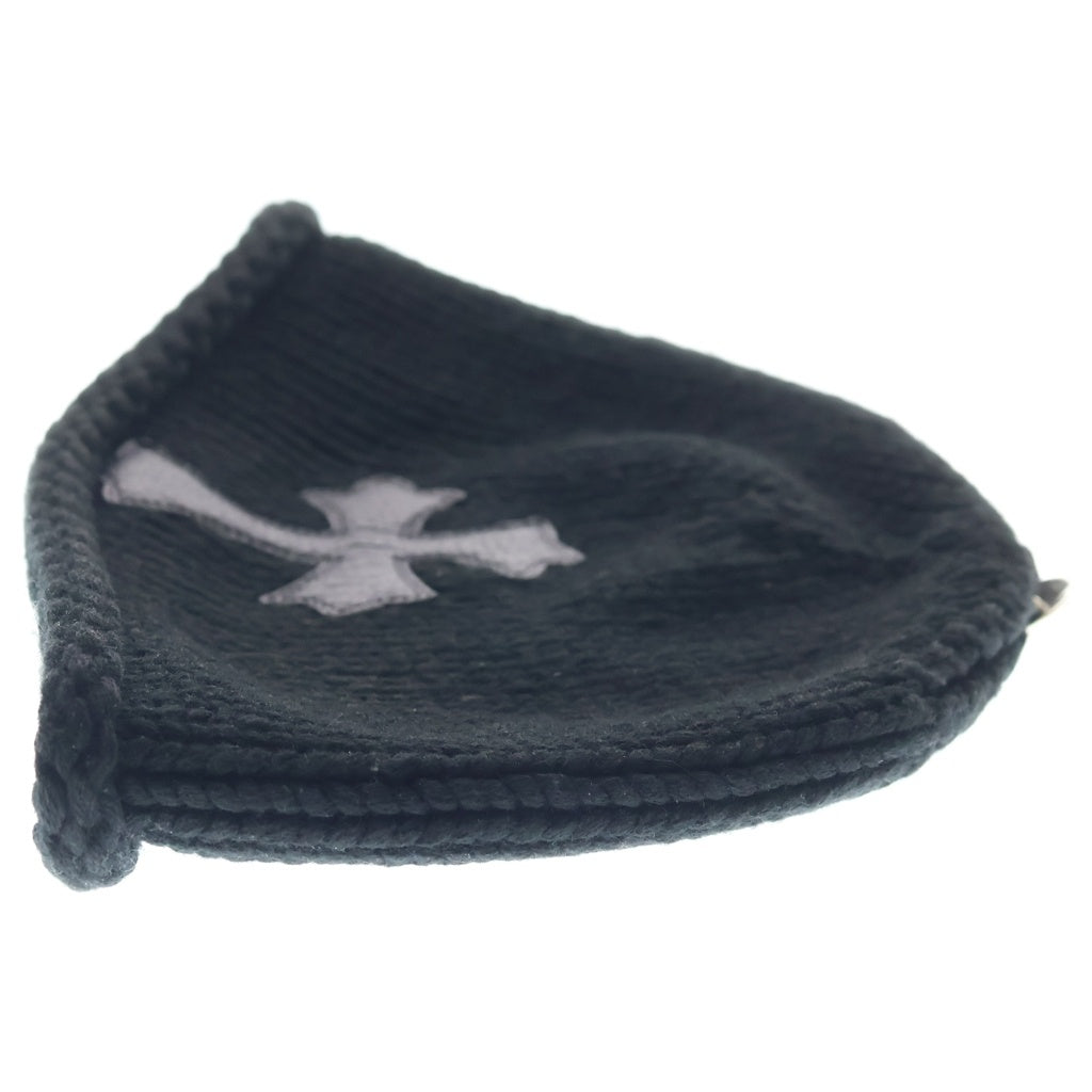CHROME HEARTS(クロムハーツ) BEANIE CASH CROSS PATCH クロス パッチ付き カシミヤ ビーニー ブラック