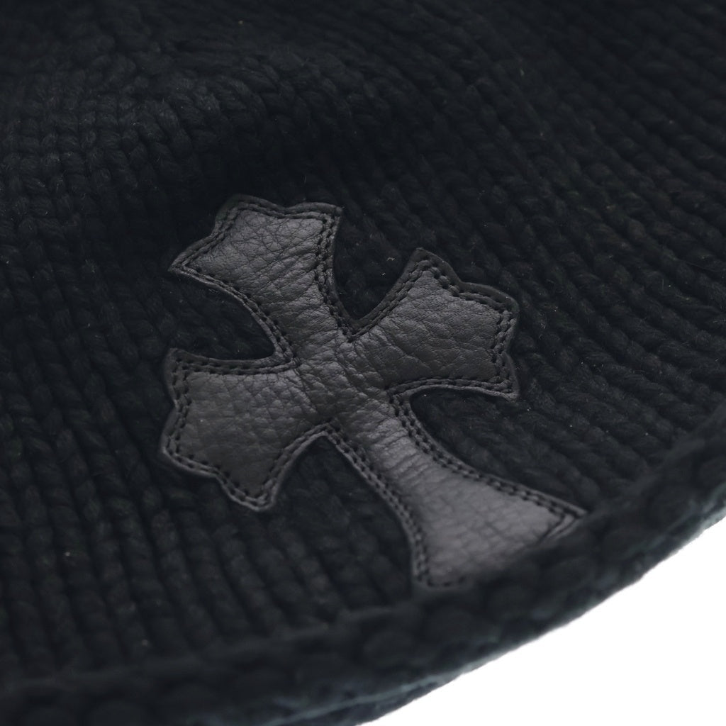 CHROME HEARTS(クロムハーツ) BEANIE CASH CROSS PATCH クロス パッチ付き カシミヤ ビーニー ブラック