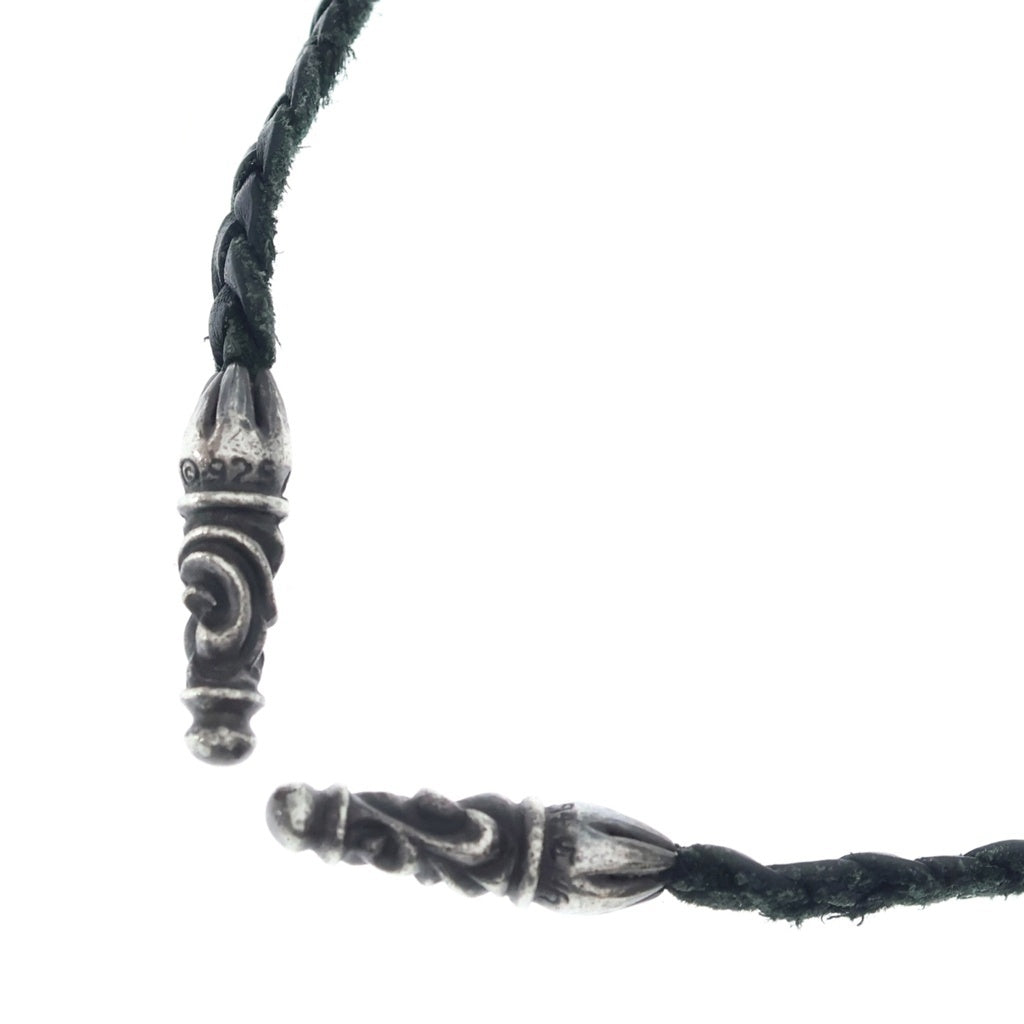 CHROME HEARTS(クロムハーツ) LEATHER BRAID SCROLL ネックレス レザーブレイドネックレス ブラック/シルバー BCA377