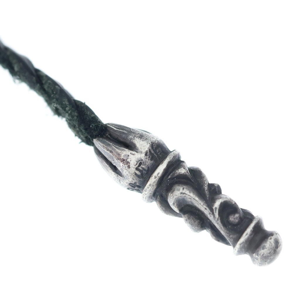 CHROME HEARTS(クロムハーツ) LEATHER BRAID SCROLL ネックレス レザーブレイドネックレス ブラック/シルバー BCA377