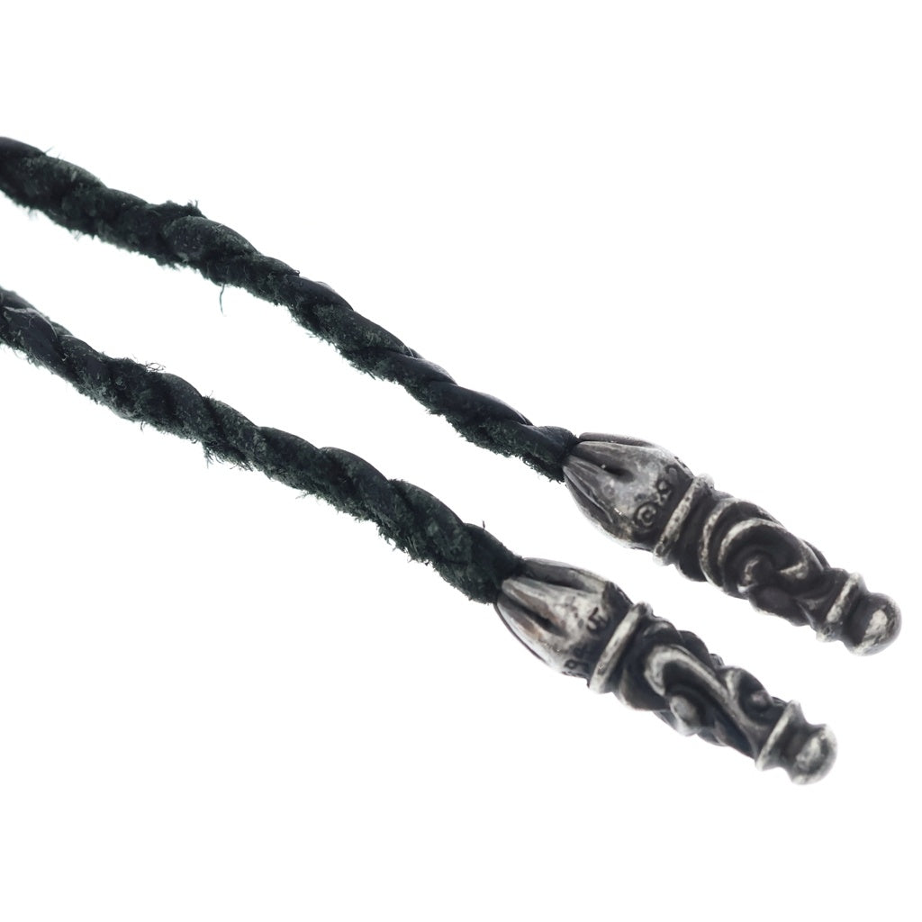 CHROME HEARTS(クロムハーツ) LEATHER BRAID SCROLL ネックレス レザーブレイドネックレス ブラック/シルバー BCA377