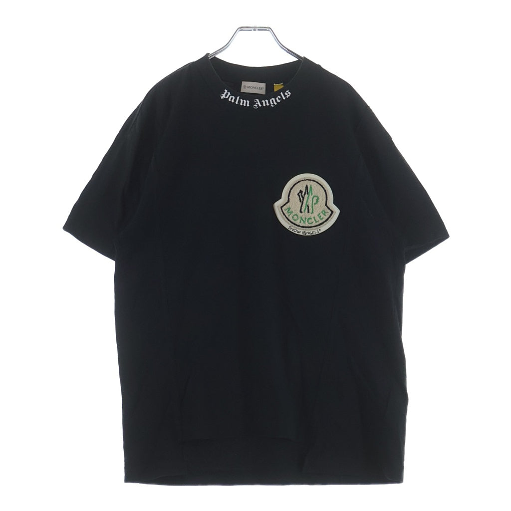MONCLER(モンクレール) ×Palm Angels MAGLIA GIROCOLLO パームエンジェルス マグリア ロゴワッペン クルーネック カットソー 半袖Tシャツ ブラック E209L8000450