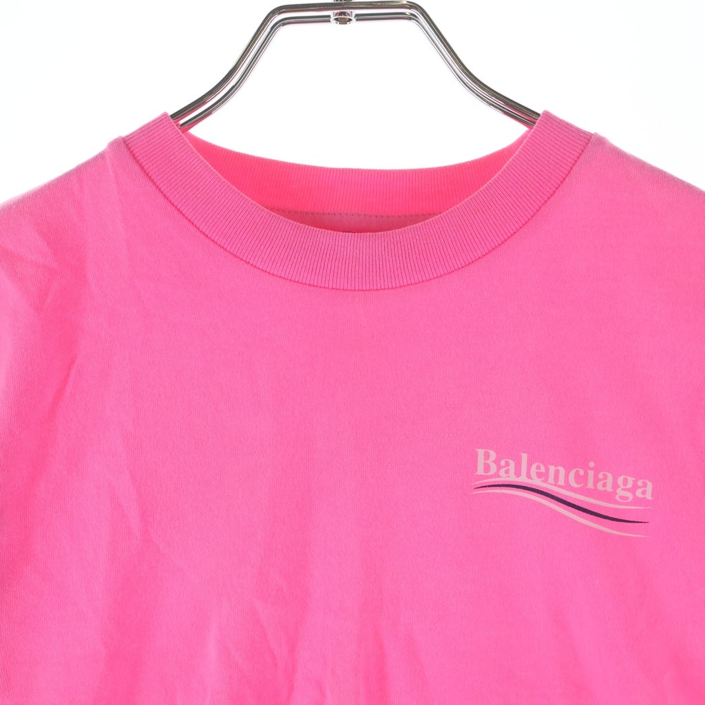 BALENCIAGA(バレンシアガ) キャンペーンロゴデザイン クルーネック カットソー 半袖Tシャツ レディース ピンク