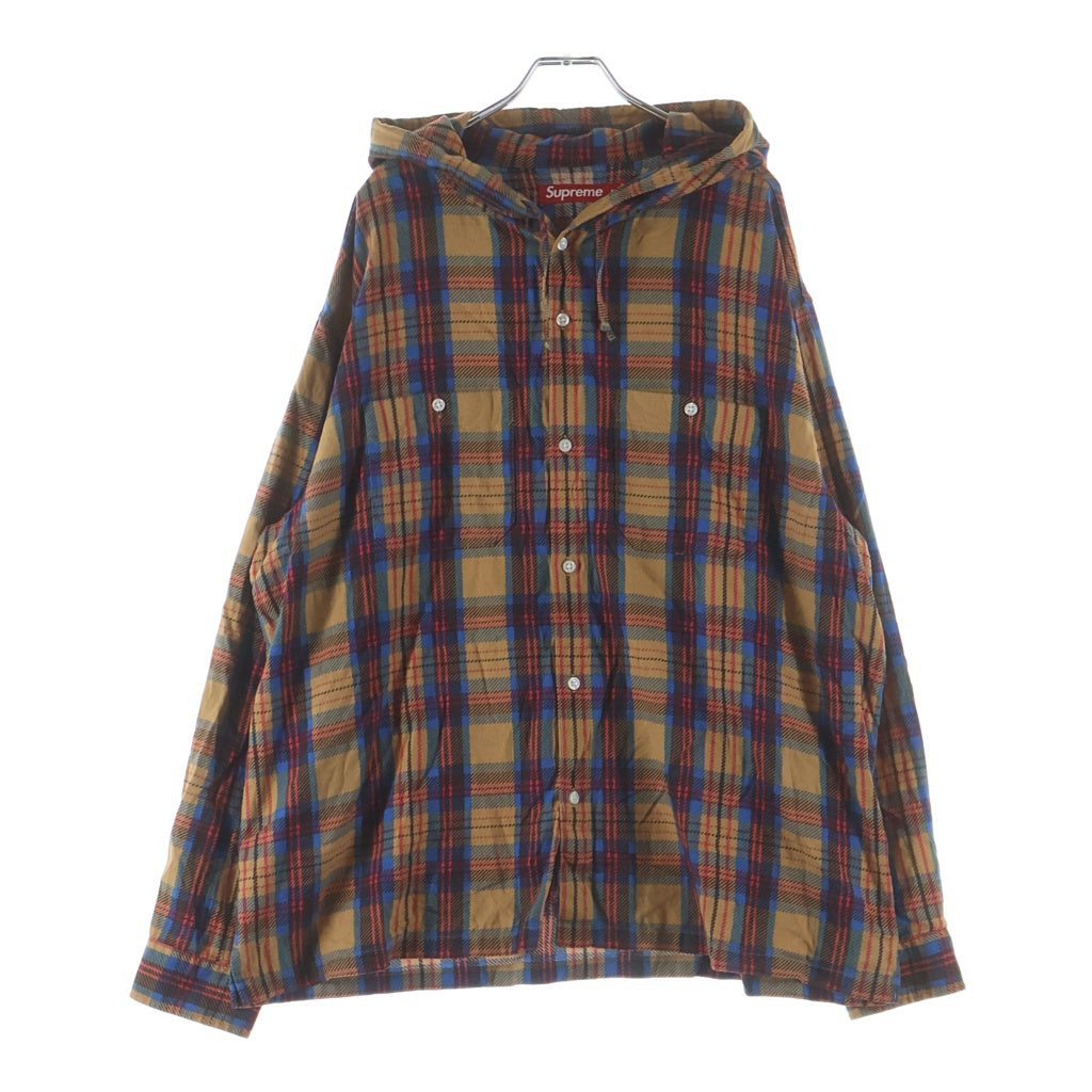SUPREME(シュプリーム) 24SS Printed Hooded Flannel Shir ロゴ刺繍 チェック フーデッド長袖フランネルシャツ マルチ