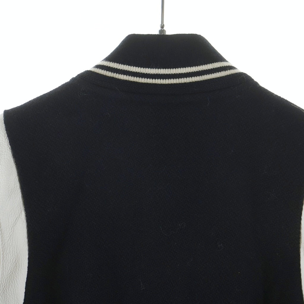 SAINT LAURENT PARIS(サンローランパリ) TEDDY JACKET テディジャケット レザートリムウールスタジアムジャンパー ブルゾン レディース ブラック 376283 Y180W