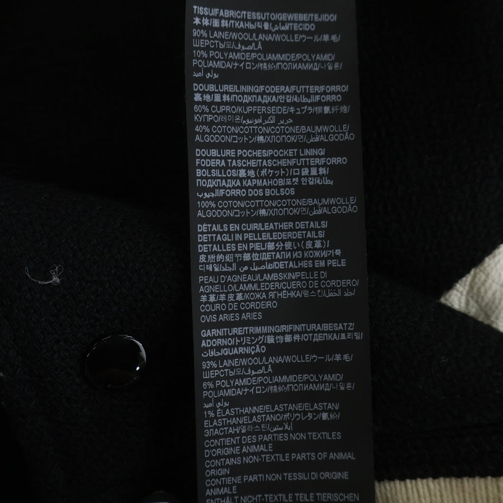 SAINT LAURENT PARIS(サンローランパリ) TEDDY JACKET テディジャケット レザートリムウールスタジアムジャンパー ブルゾン レディース ブラック 376283 Y180W