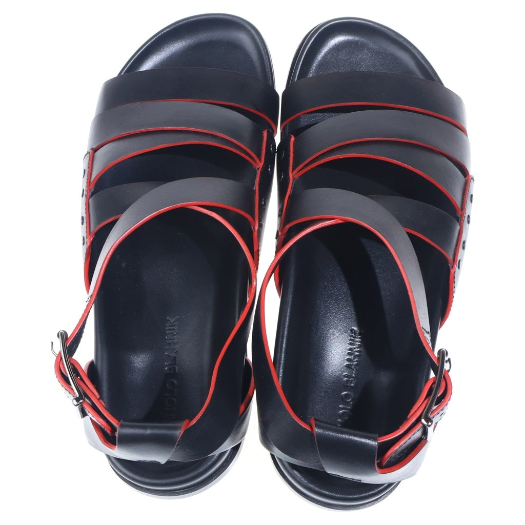 MANOLO BLAHNIK(マノロブラニク) PERSEO Plain Leather Sandals プレイン レザー グラディエーターサンダル ブラック 121-1742-0001