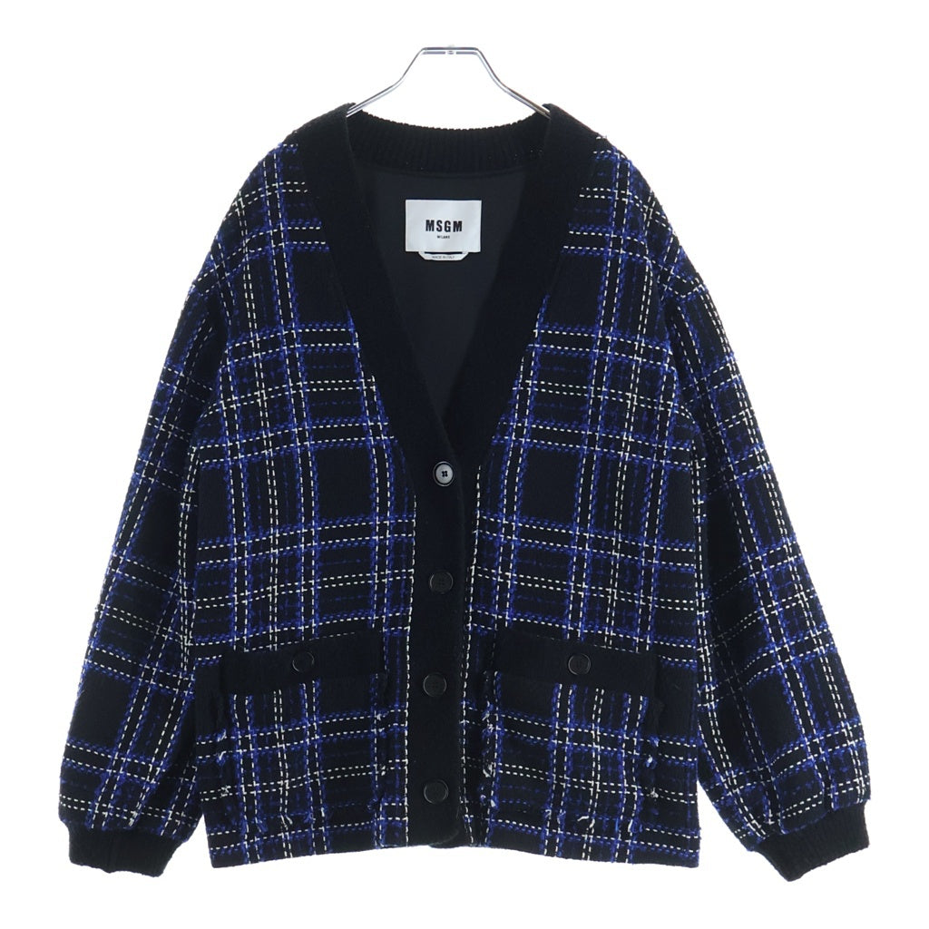 MSGM(エムエスジーエム) Checked Cardigan チェック柄カーディガン ブルー/ブラック レディース 3741MDG20 247628 99