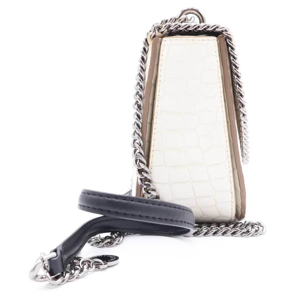 STELLA McCARTNEY(ステラマッカートニー) Fabella Box Crocodile Pattern ファベラボックス クロコ型 ショルダーバッグ ホワイト レディース