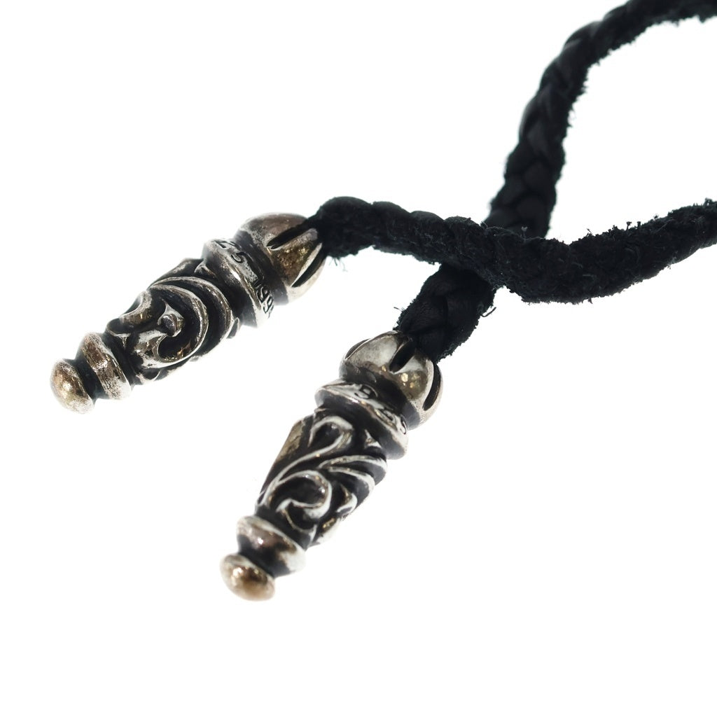 CHROME HEARTS(クロムハーツ) LEATHER BRAID SCROLL ラージ レザーブレイドネックレス ブラック/シルバー