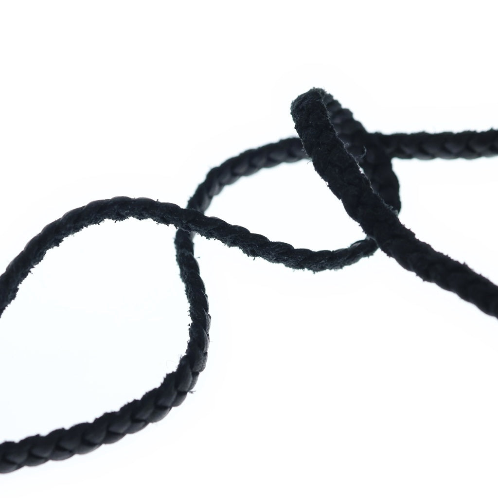CHROME HEARTS(クロムハーツ) LEATHER BRAID SCROLL ラージ レザーブレイドネックレス ブラック/シルバー