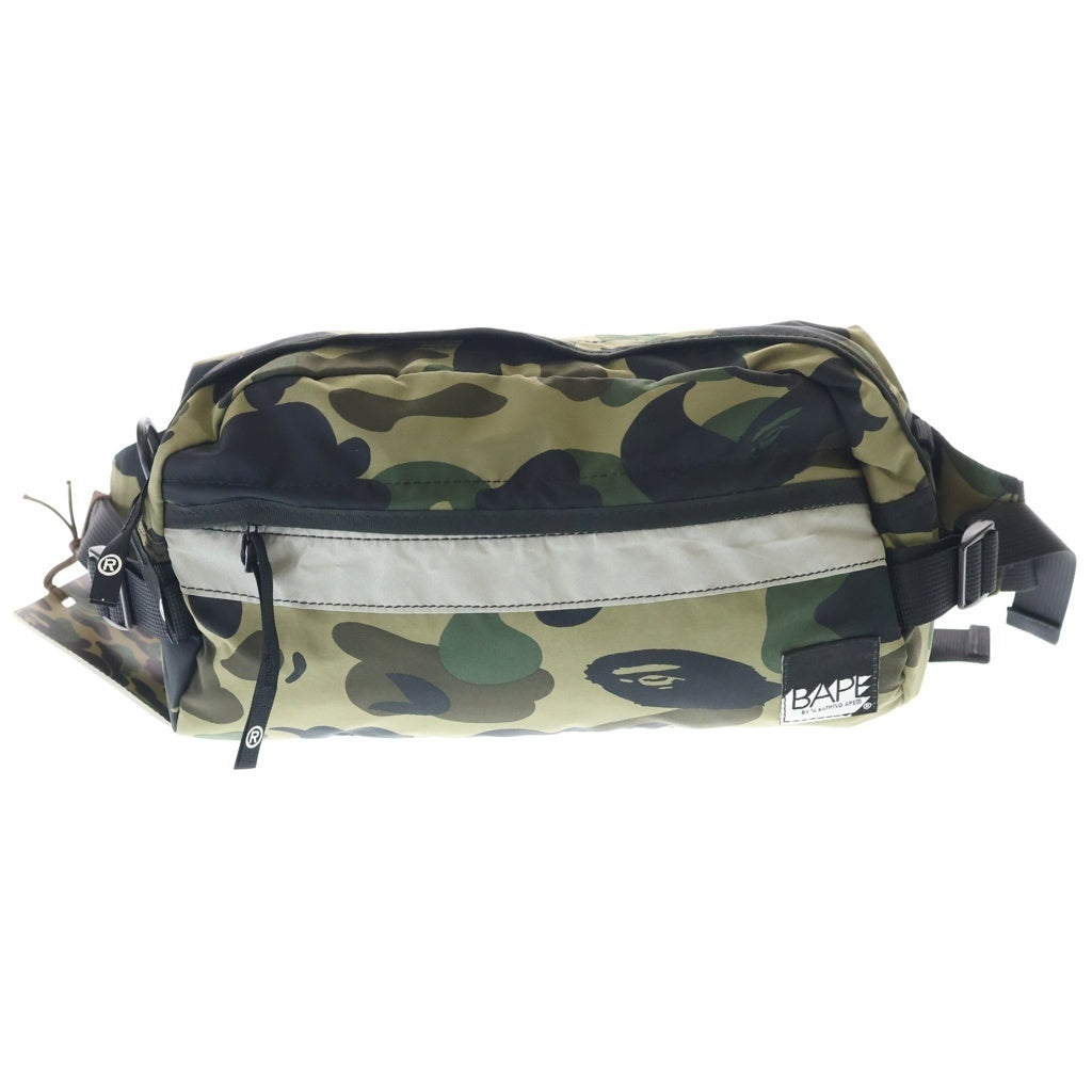 A BATHING APE(アベイシングエイプ) 1st camo カモフラ総柄 ボディバッグ ウエストバッグ グリーン レディース