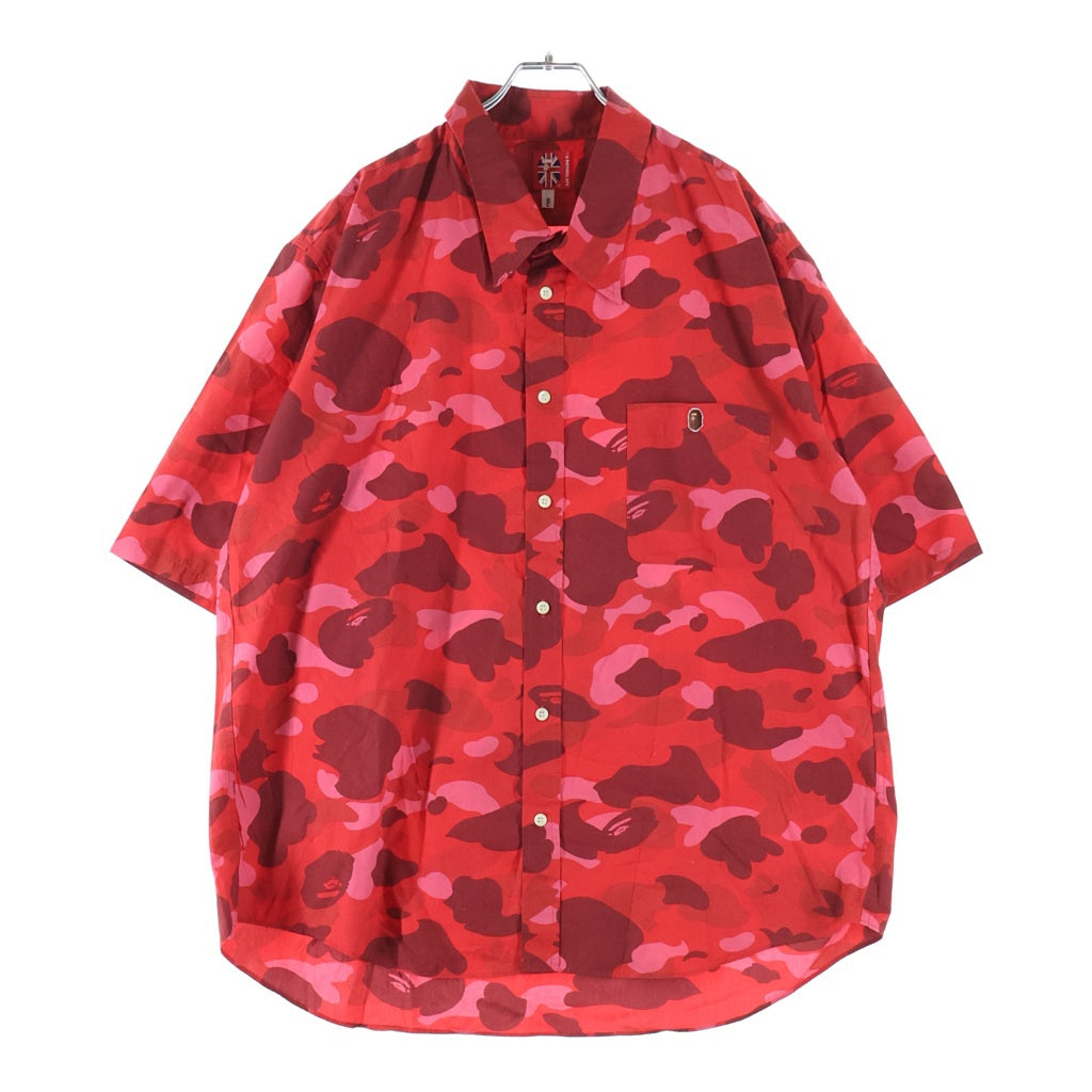 A BATHING APE(アベイシングエイプ) PHARRELL CAMO ファレルカモ総柄 半袖シャツ レッド