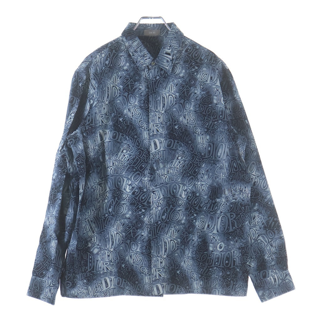 DIOR ディオール ×SHAWN STUSSY ショーンステューシー  長袖シャツ ブルー 033C511A4932 DIOR(ディオール) ×SHAWN STUSSY ショーンステューシー 長袖シャツ