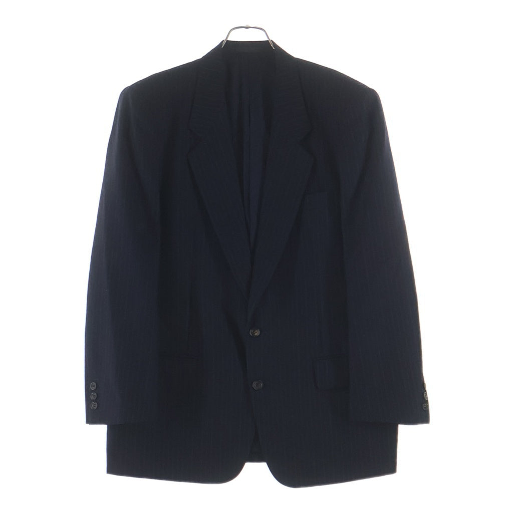 COMME des GARCONS HOMME(コムデギャルソンオム) ピークドラペル ストライプ柄 シングルテーラードジャケット ネイビー HS-08009