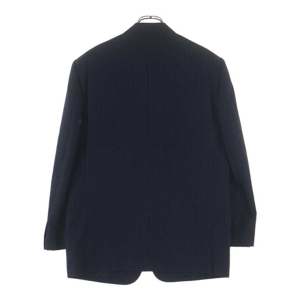 COMME des GARCONS HOMME(コムデギャルソンオム) ピークドラペル ストライプ柄 シングルテーラードジャケット ネイビー HS-08009