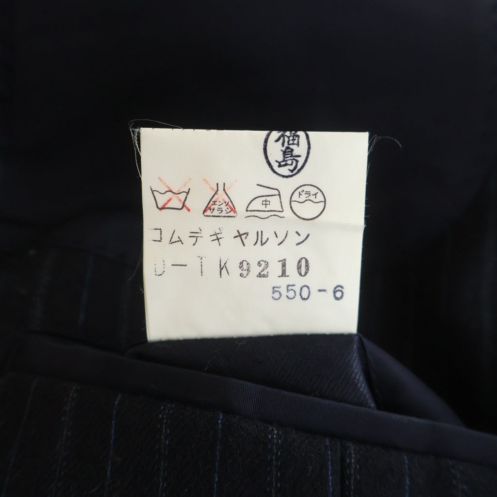 COMME des GARCONS HOMME(コムデギャルソンオム) ピークドラペル ストライプ柄 シングルテーラードジャケット ネイビー HS-08009