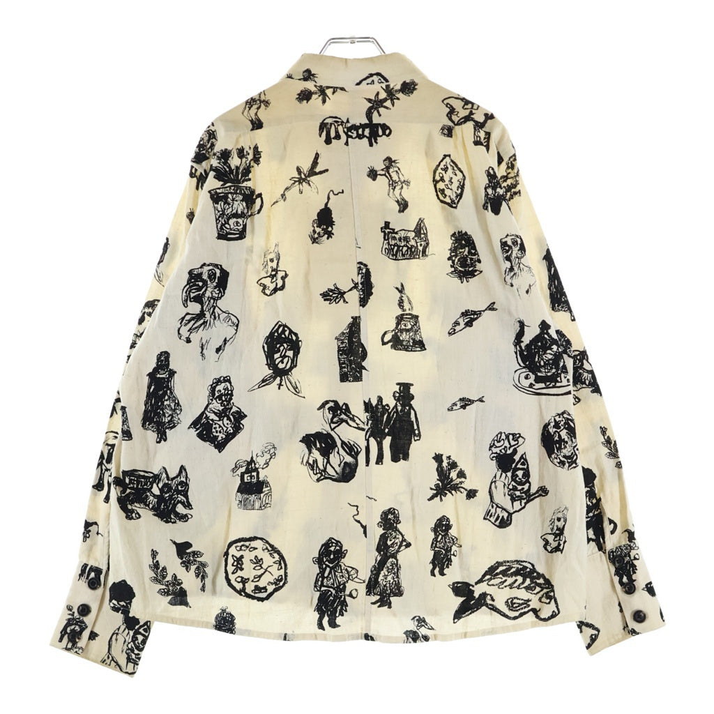 NO BRAND(ノーブランド) JOHN ALEXANDER SKELTON ジョンアレキサンダースケルトン 長袖シャツ ブラック/ホワイト 総柄