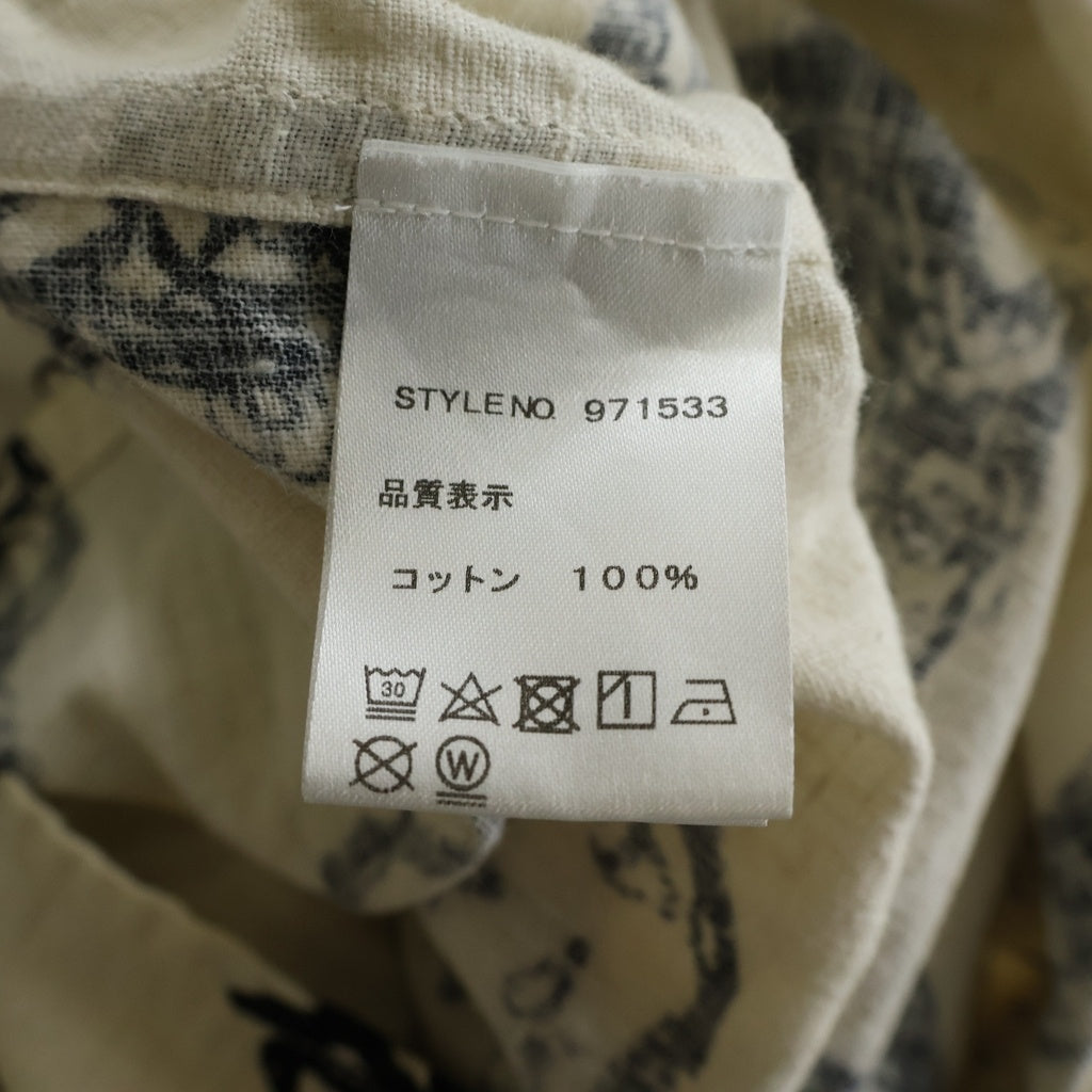 NO BRAND(ノーブランド) JOHN ALEXANDER SKELTON ジョンアレキサンダースケルトン 長袖シャツ ブラック/ホワイト 総柄