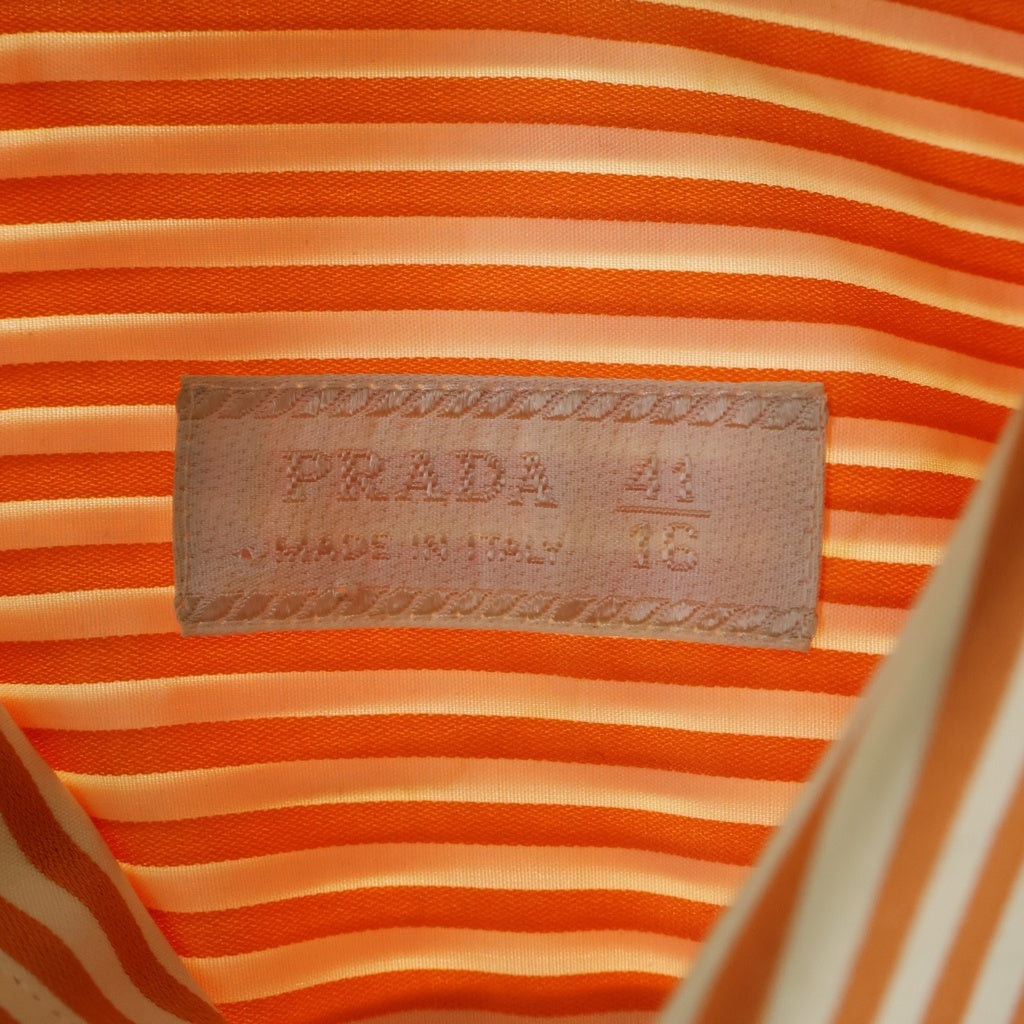 PRADA(プラダ) Cotton Striped Long-Sleeved Shirt コットンストライプ長袖シャツ オレンジ