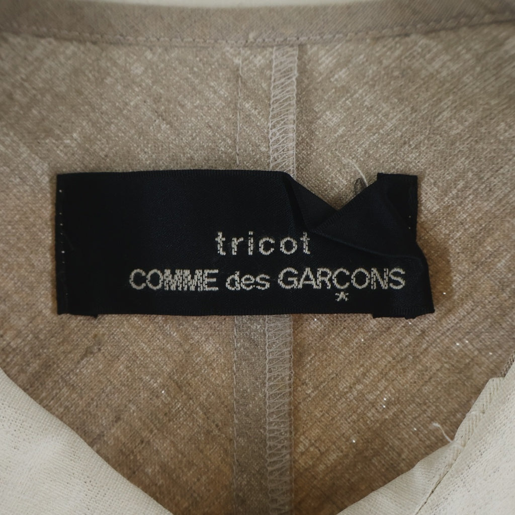 tricot COMME des GARCONS(トリコ コム デ ギャルソン) 切り替えデザイン 半袖ワンピース ホワイト/ベージュ TO-100050 レディース