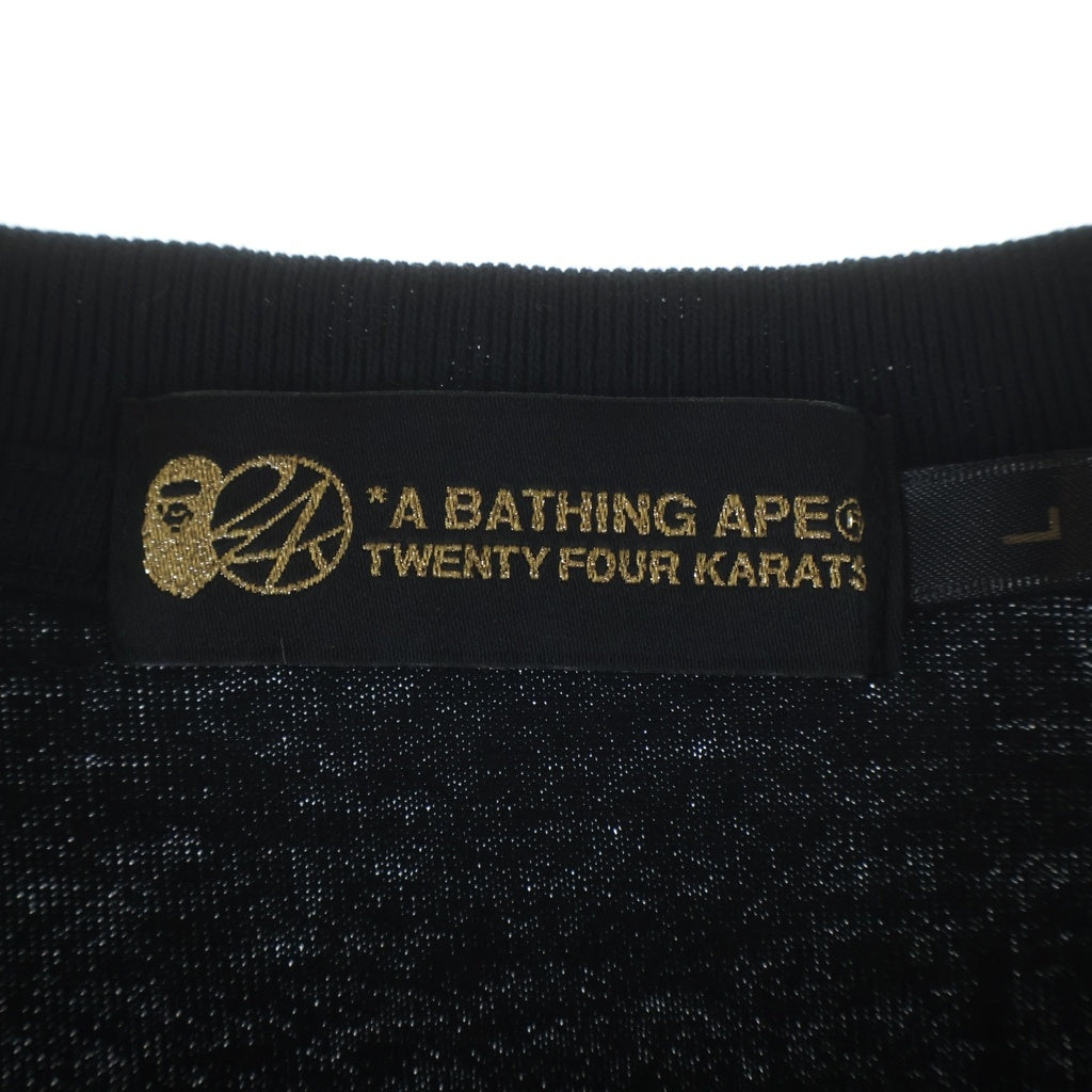A BATHING APE(アベイシングエイプ) ×24karats 24カラッツ メタリックプリント 半袖Tシャツ カットソー ブラック 001CSB731908X