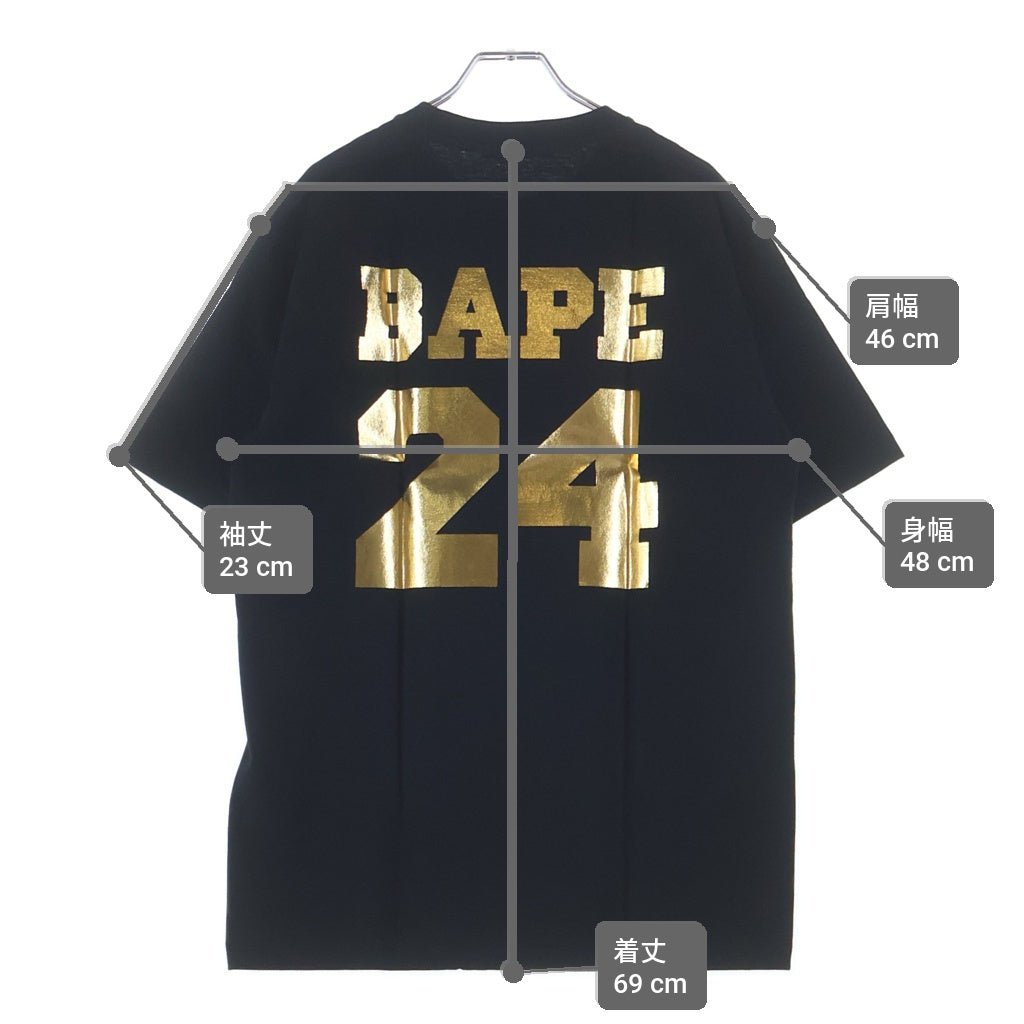 A BATHING APE(アベイシングエイプ) ×24karats 24カラッツ メタリックプリント 半袖Tシャツ カットソー ブラック 001CSB731908X