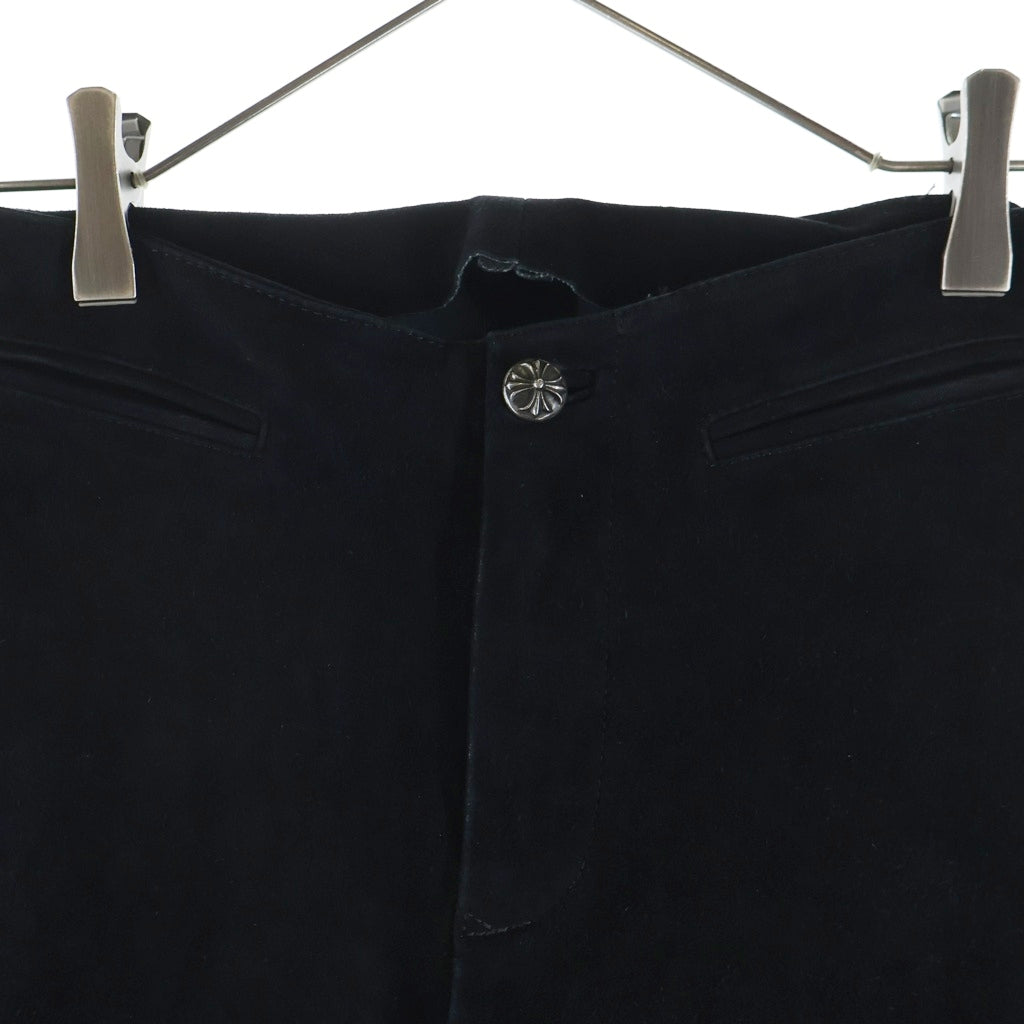 CHROME HEARTS(クロムハーツ) OLD FLEURKNEE NUBUCK IEATHER PANTS オールド フレアニー ヌバック レザーパンツ レディース ブラック
