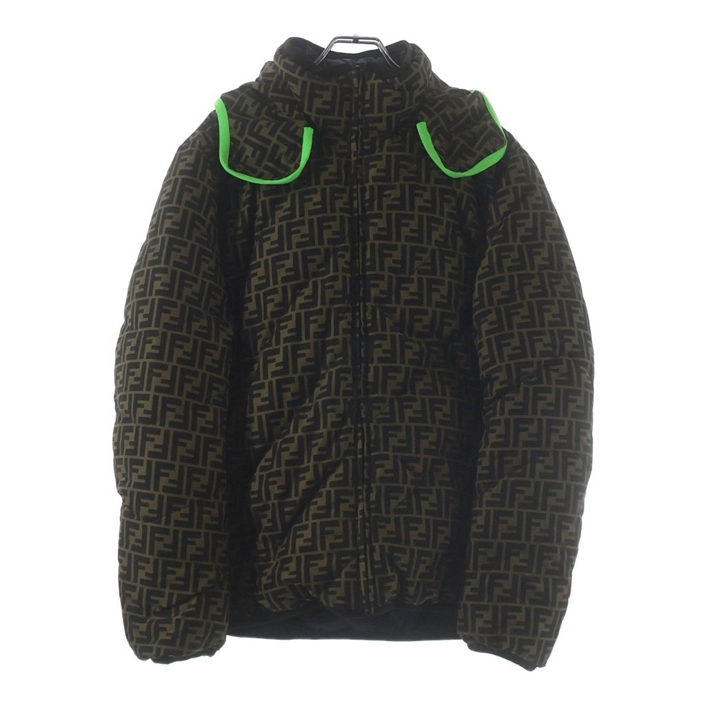 FENDI(フェンディ) ズッカ柄 フーデット ジップアップ ダウンジャケット ブラウン FAA634A8J6