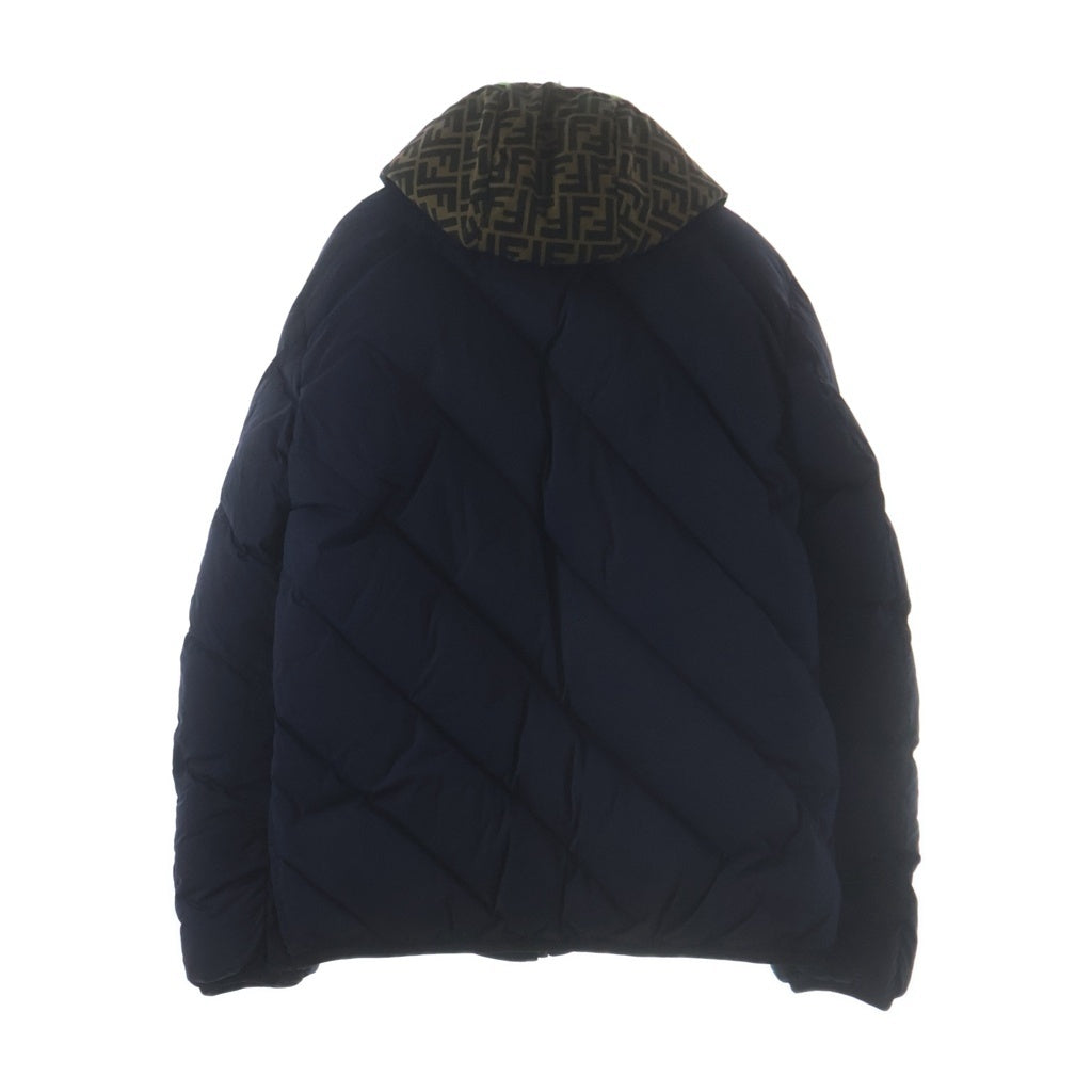 FENDI(フェンディ) ズッカ柄 フーデット ジップアップ ダウンジャケット ブラウン FAA634A8J6