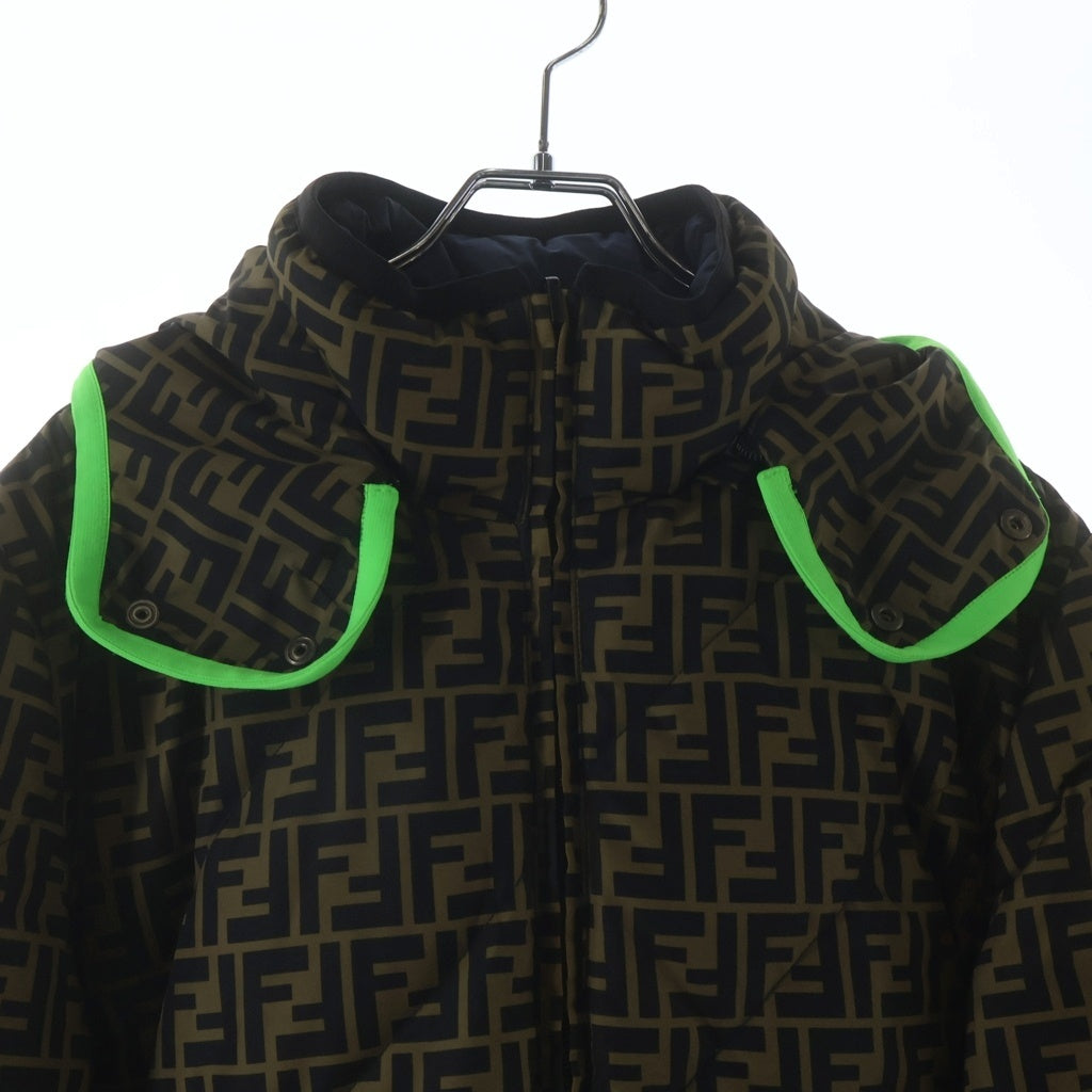 FENDI(フェンディ) ズッカ柄 フーデット ジップアップ ダウンジャケット ブラウン FAA634A8J6